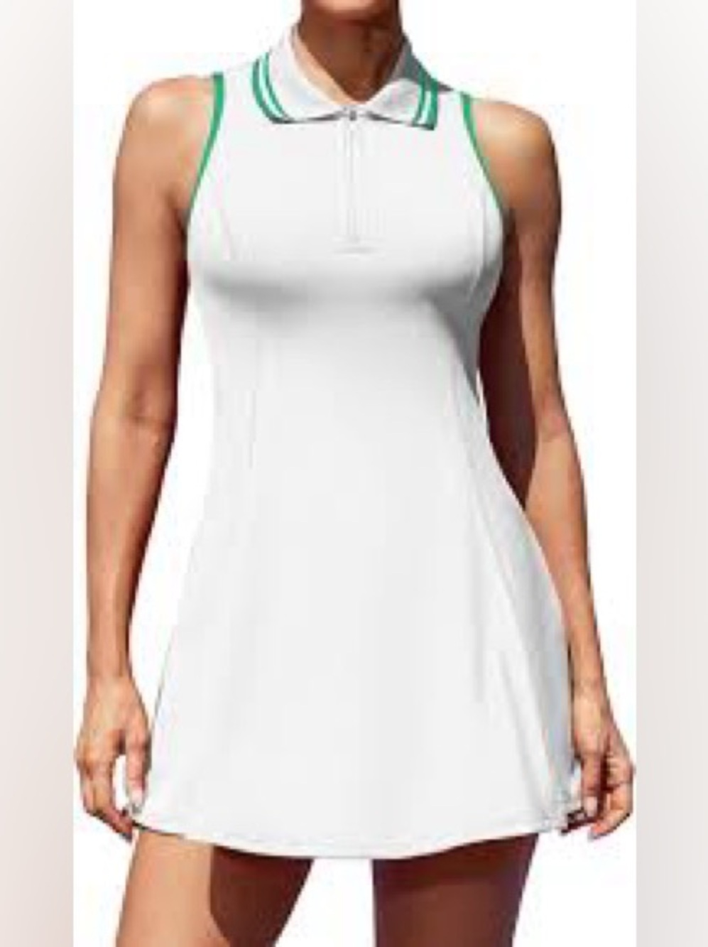 Attraco Polo Collar Zipper Tennis White Golf Dresses Athletic Dresses Large